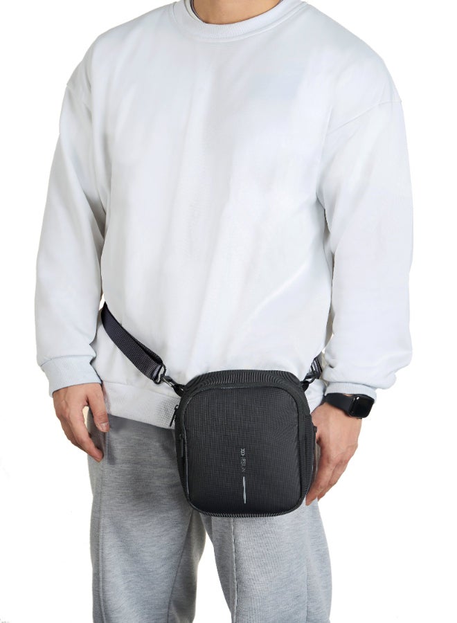 XD DESIGN Boxy Sling | Adjustable Cross Body Bag, 3-Ways to Wear (Cross Body, Shoulder, Waist), Hidden Rear & Water Bottle Pockets, Recycled Fabric, Ideal for City Tour - Black - Image 4