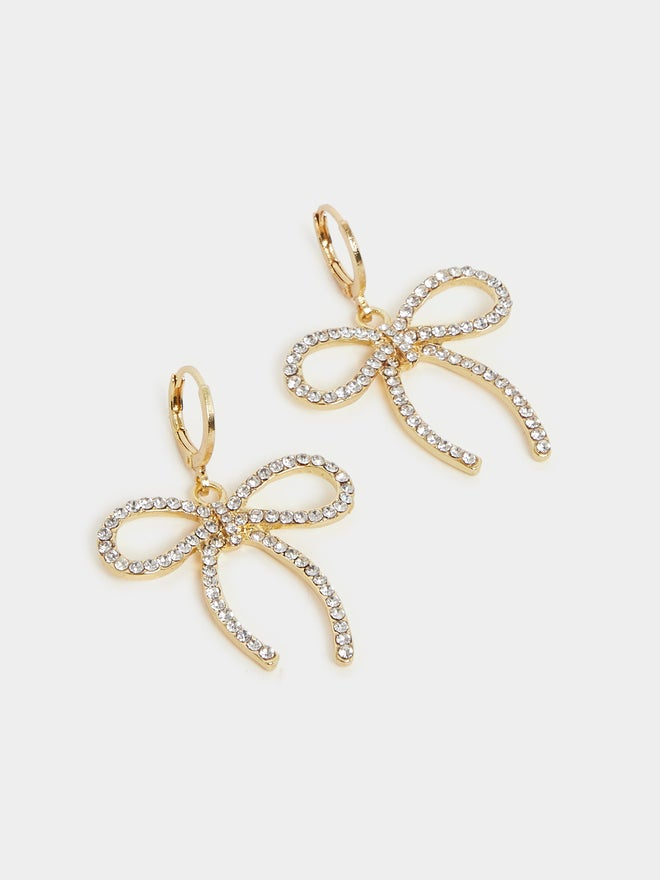 Styli Styli Embellished Bow Pendant Necklace and Hoop Earrings Set  - Image 4