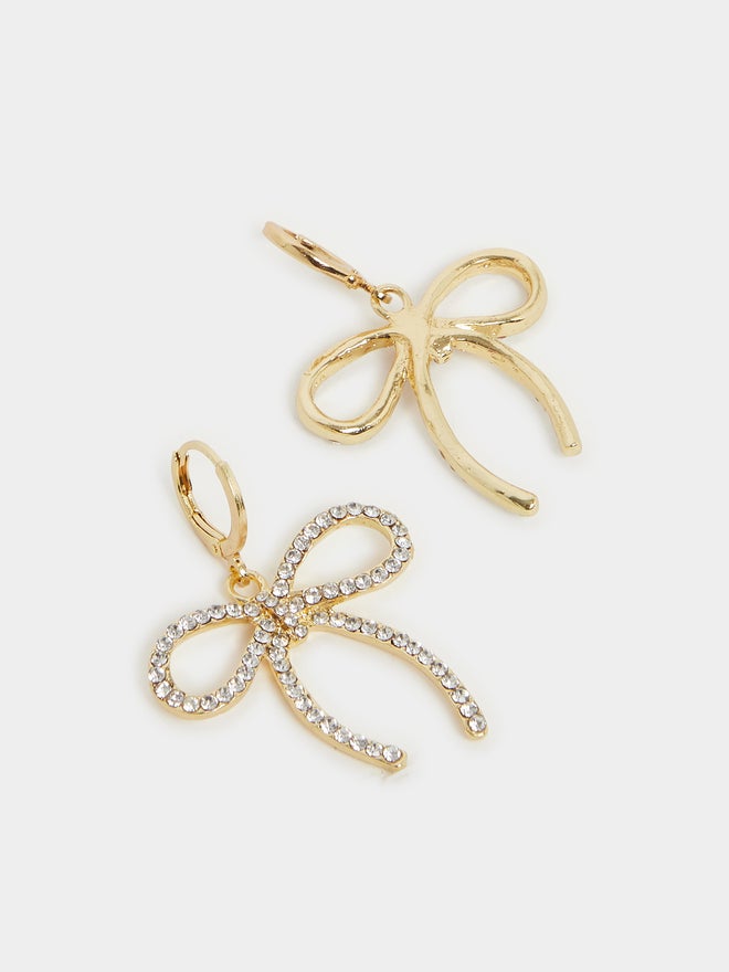 Styli Styli Embellished Bow Pendant Necklace and Hoop Earrings Set  - Image 5