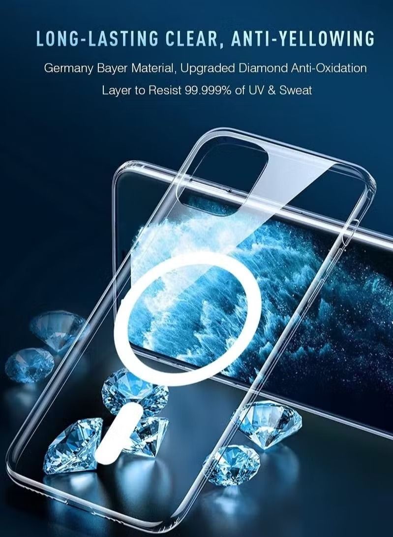 Zaboon Apple iPhone 14 6.1inch Clear Magnetic Case withCompatible with MagSafe Crystal Clear Slim TPU Hard Back Cover