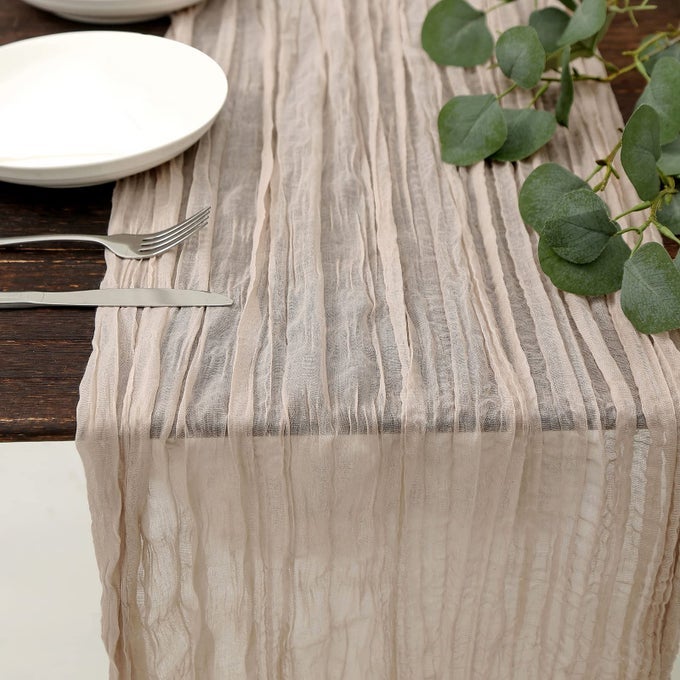 ROSY BROWN CHEESECLOTH TABLE RUNNER 133FT BOHO GAUZE CHEESE CLOTH TABLE RUNNER RUSTIC SHEER RUNNER 160INCH LONG FOR WEDDING BRIDAL BABY SHOWER BIRTHDAY PARTY CAKE TABLE DECORATIONS