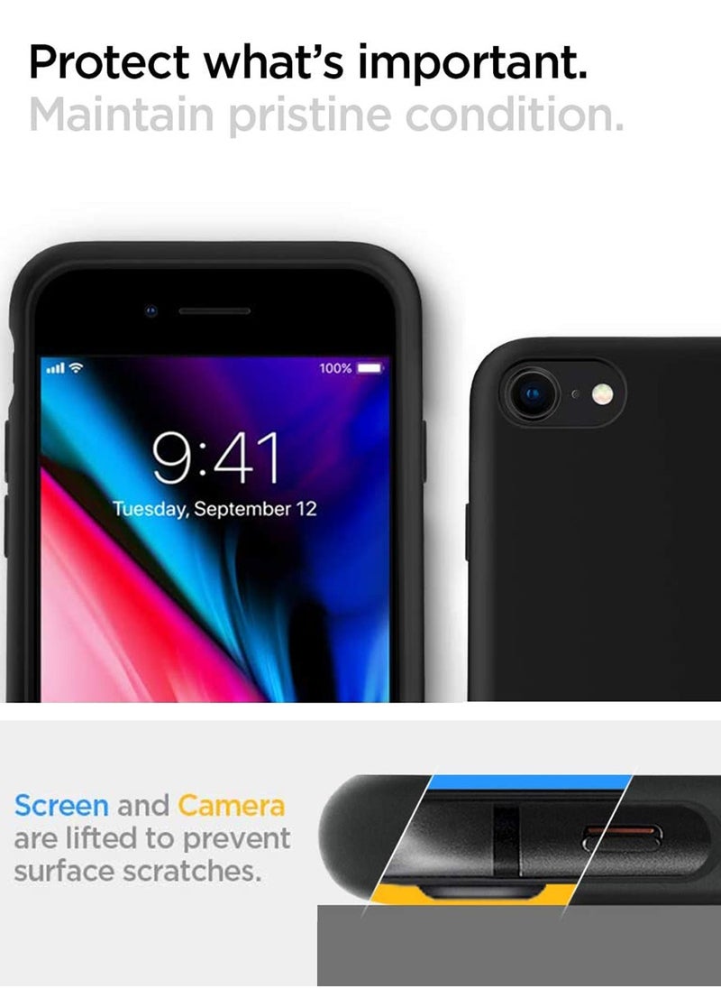 سبايجن - Liquid Crystal Case Cover for iPhone SE 3 (2022) / iPhone SE (2020) / iPhone 8 / iPhone 7 - Matte Black - Image 1