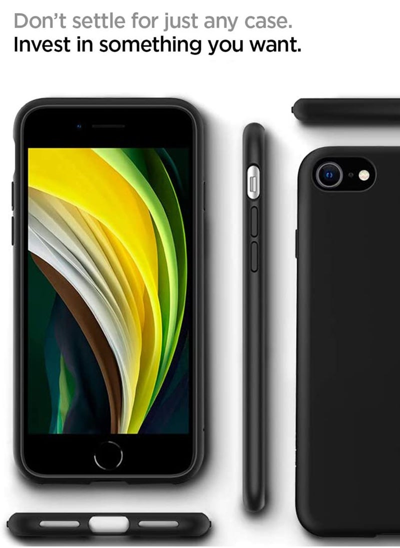 سبايجن - Liquid Crystal Case Cover for iPhone SE 3 (2022) / iPhone SE (2020) / iPhone 8 / iPhone 7 - Matte Black - Image 1