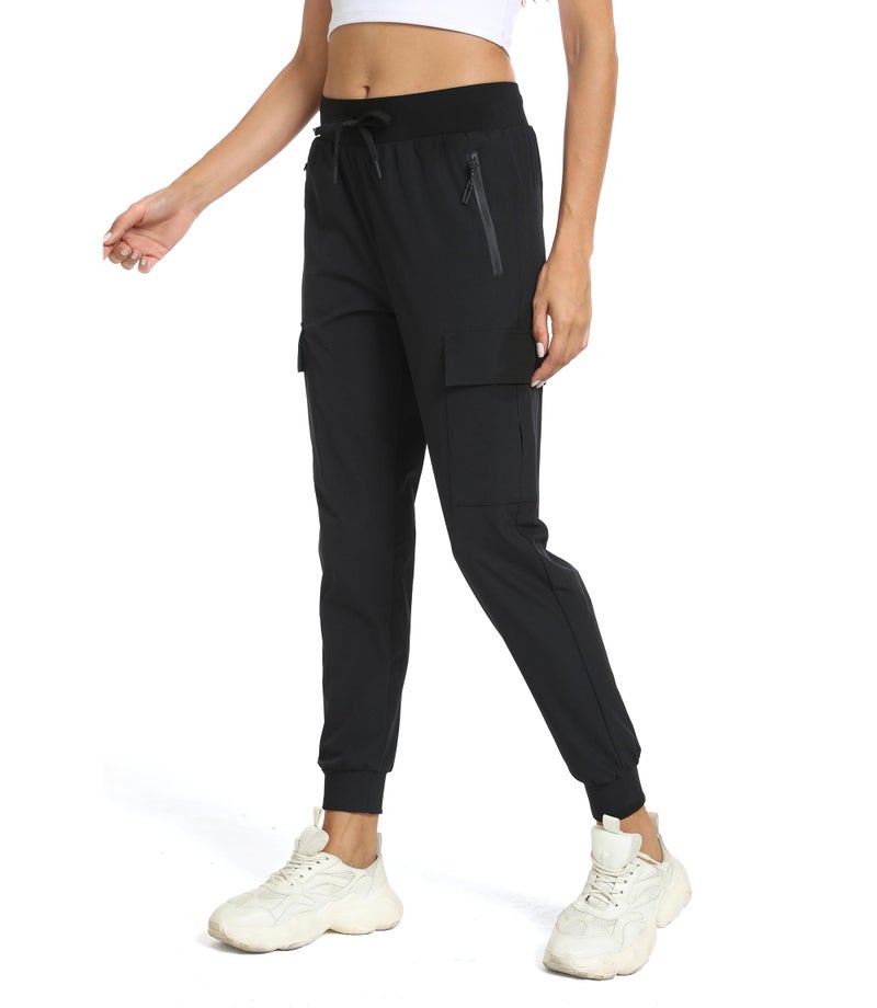 Haowind Womens Cargo Hiking Pants with Pocket - Lightweight Quick Dry Workout Joggers for Travel, Camping and Outdoor Wear(Black M) - Image 4