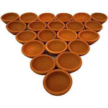 door to door Handmade Mitti Ke Diye for Pooja 21 Pieces - Image 1