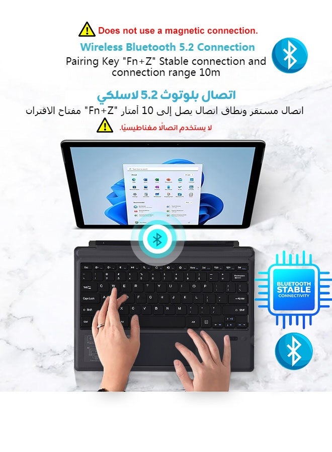 تونكي لوحة مفاتيح بلوتوث لاسلكية لجهاز مايكروسوفت سيرفس برو 3 4 5 6 7 بتخطيط عربي وإنجليزي لوحة لمس متعددة التثبيت المغناطيسي قابلة للشحن عبر USB-C نحيفة وخفيفة الوزن للاستخدام اليومي والمكتبي والرحلات إصدار السعودية - Image 3