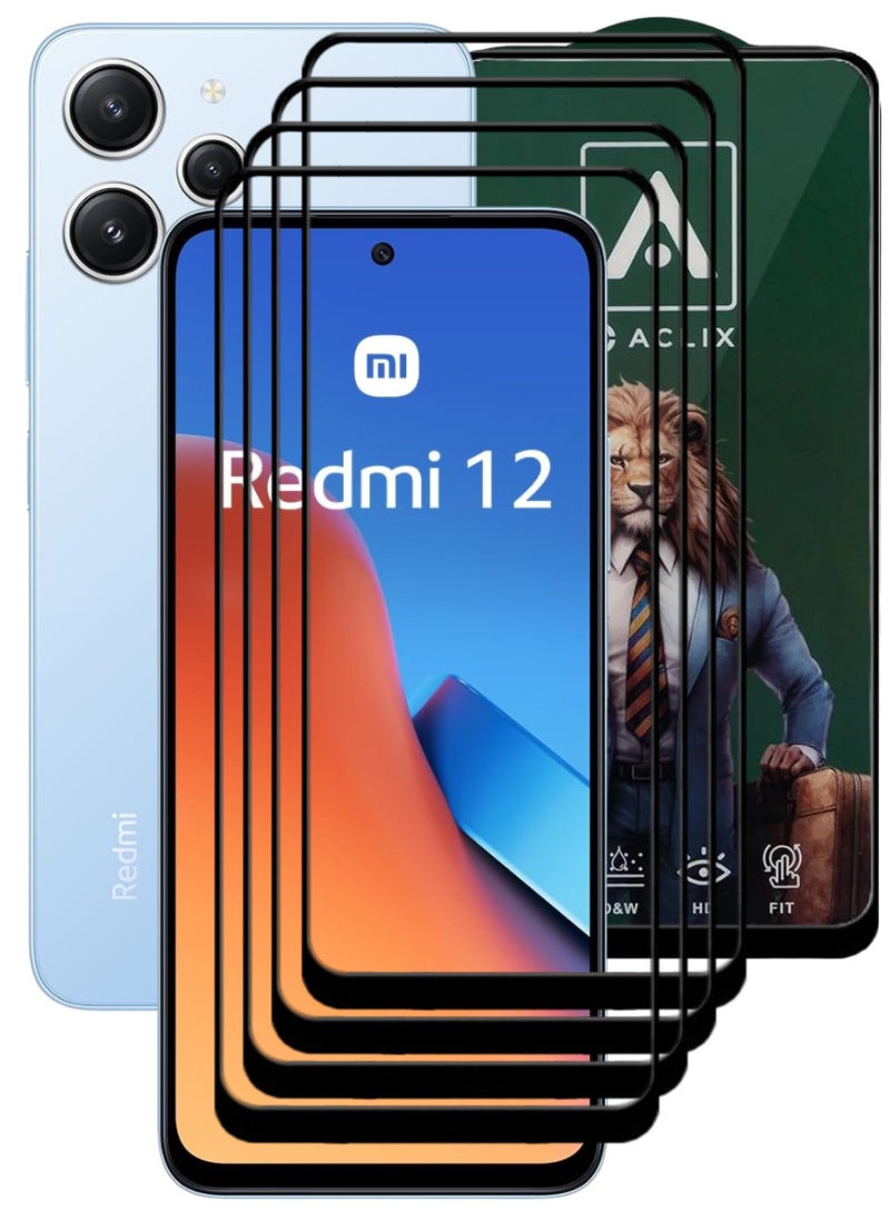ACLIX 4 Pieces Antistatic ESD Dustproof Premium Quality High Definition Tempered Glass Screen Protector Designed For Xiaomi Redmi 12 - Image 1
