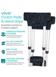 VIVE Crutch Pads For Armpits and Hand Grips - Pads for Crutches Handles and Underarms - Crutch Cushions Covers - Soft Padded Under Arm Cover - Crutch Accessories for Women, Men, Kid (1 Pair, Paisley)  - Image 2