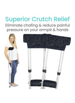 VIVE Crutch Pads For Armpits and Hand Grips - Pads for Crutches Handles and Underarms - Crutch Cushions Covers - Soft Padded Under Arm Cover - Crutch Accessories for Women, Men, Kid (1 Pair, Paisley)  - Image 3