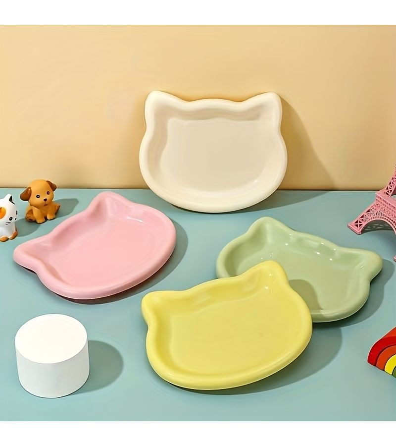 Yellow Pet Bowls Cat Feeding Dish For Wet Food Snack Freeze Dried Plate Premium Non Toxic Anti Black Chin Short Legged Cat Canned Snack Bowl Home Use Fashionable Pet Tableware Petsafe - Image 4