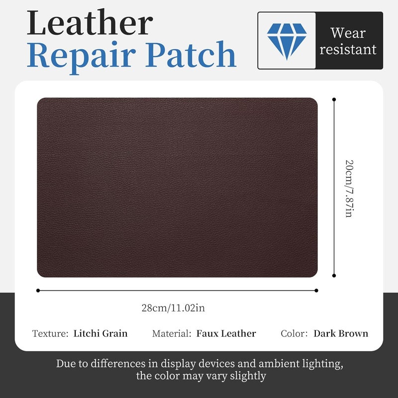 Fadoub Leather Repair Patch Tape Self-Adhesive, 8x11In Heavy Duty Vinyl Patch, Leather Repair Kit for Furniture, Sofa, Couch, Office Chair, Car Seat, Car Interior(Dark Brown) - Image 2
