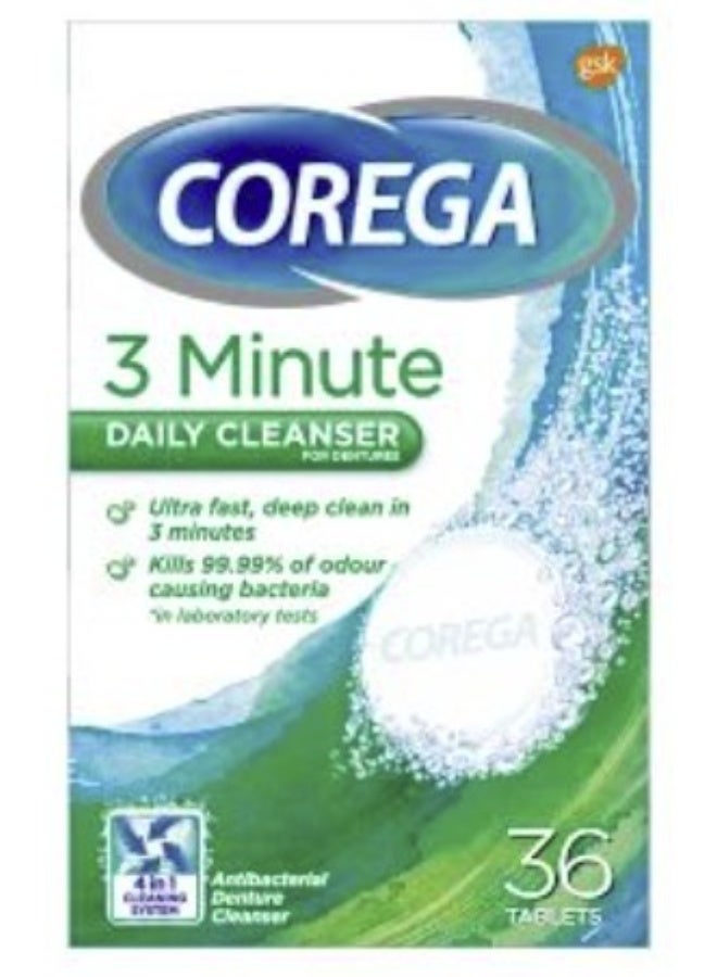corega 3 minute daily cleanser 36 tab
