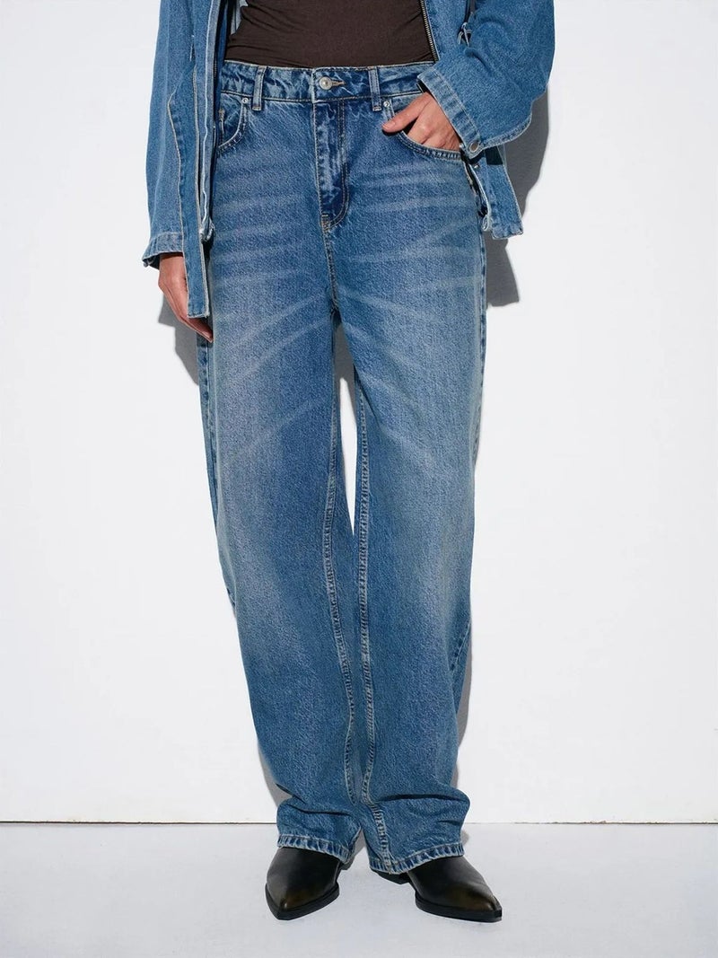 DILVIN High-Waist Wide-Leg Cotton Denim Jeans - Image 5