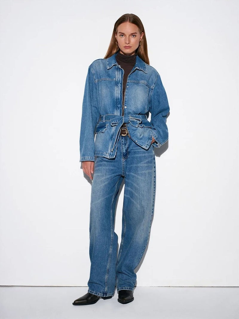 DILVIN High-Waist Wide-Leg Cotton Denim Jeans - Image 3