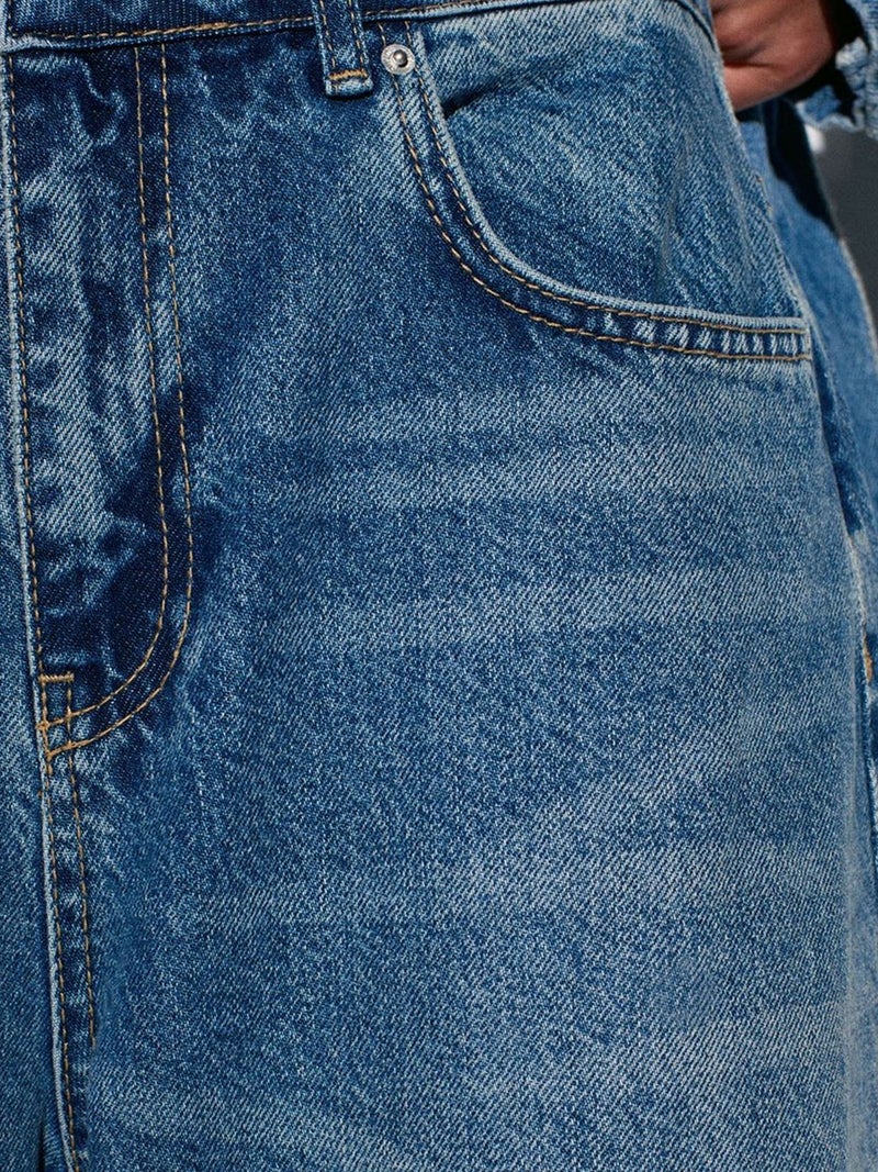 DILVIN High-Waist Wide-Leg Cotton Denim Jeans - Image 4