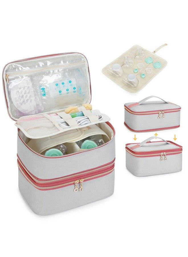 Damero Wearable Breast Pump Bag With Cooler Compatible With Elvie And Willow Breast Pump Double Layer Carrying Case With Detachable Design And Waterproof Mat For Wearable Breast Pumps And Extra Parts  - Image 2