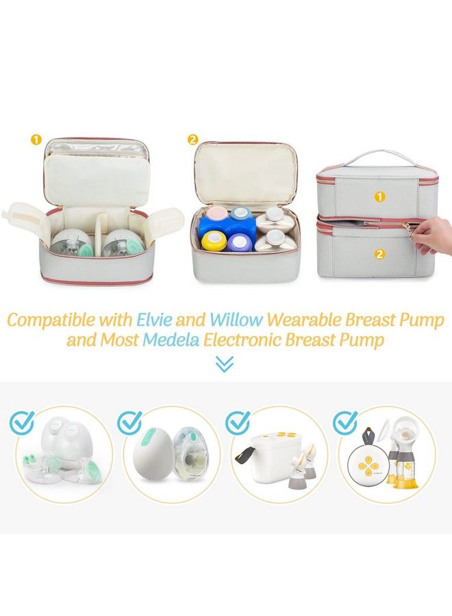 Damero Wearable Breast Pump Bag With Cooler Compatible With Elvie And Willow Breast Pump Double Layer Carrying Case With Detachable Design And Waterproof Mat For Wearable Breast Pumps And Extra Parts  - Image 5