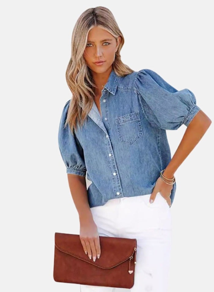 يونيكي قميص جينز أزرق كاجوال - Image 2