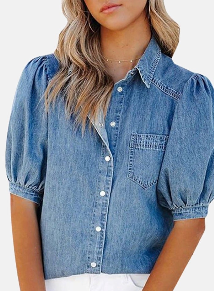 يونيكي قميص جينز أزرق كاجوال - Image 3