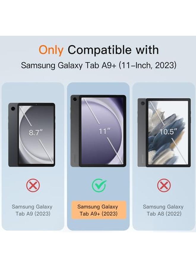 جي تيك حافظة لهاتف سامسونج جالاكسي تاب A9 بلس A9 بلس 11 بوصة 2023، ظهر شفاف نحيف ثلاثي الطي، حامل واقٍ للكمبيوتر اللوحي، النوم التلقائي، أسود - Image 2