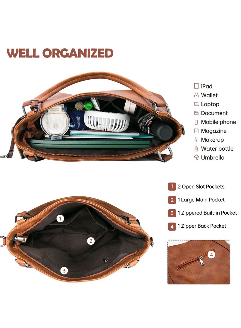 SYOSI Large Handbags for Women Leather Tote Bags Crossbody Hobo Shoulder Bags Women Fashion Satchel Bag Tote Bags Leather Crossbody Shoulder Bags with Small Purse with Ladies Purses Set 2PCS  - Image 4