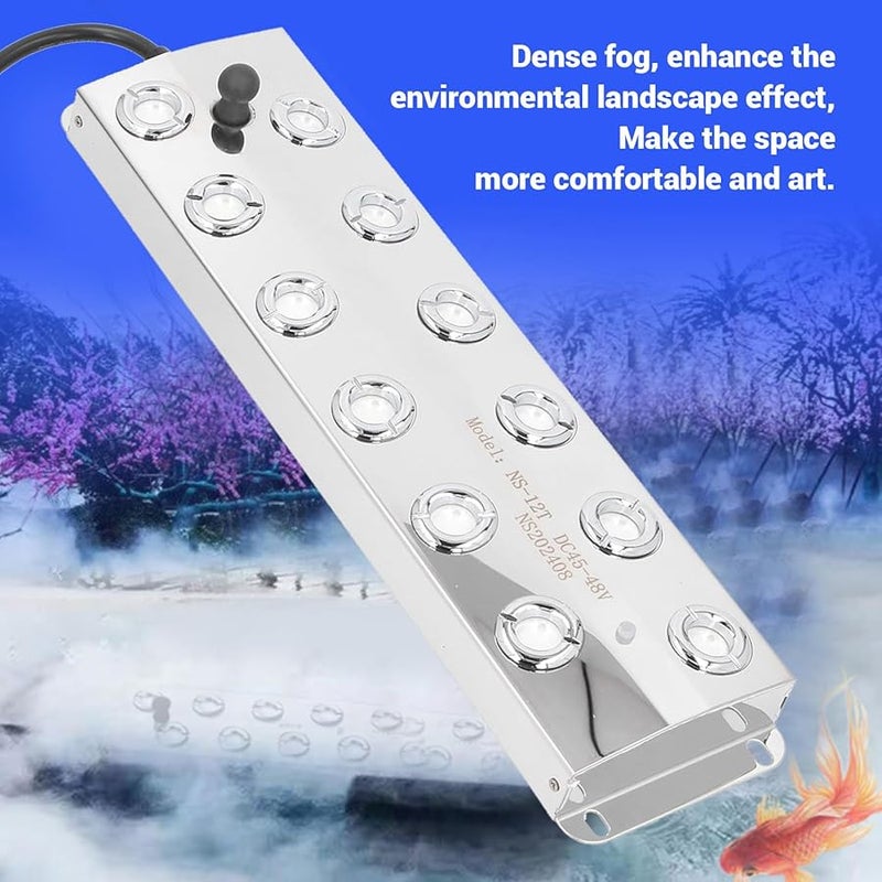 CHICIRIS Stainless Steel Ultrasonic Fogger 12 Nozzle IP67 Waterproof for Indoor Outdoor Garden - Image 4