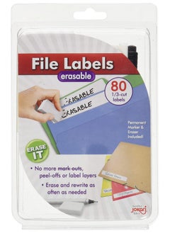 Jokari Label Once Erasable File Labels Starter Kit With 80 Labels, Eraser And Pen  - Image 1