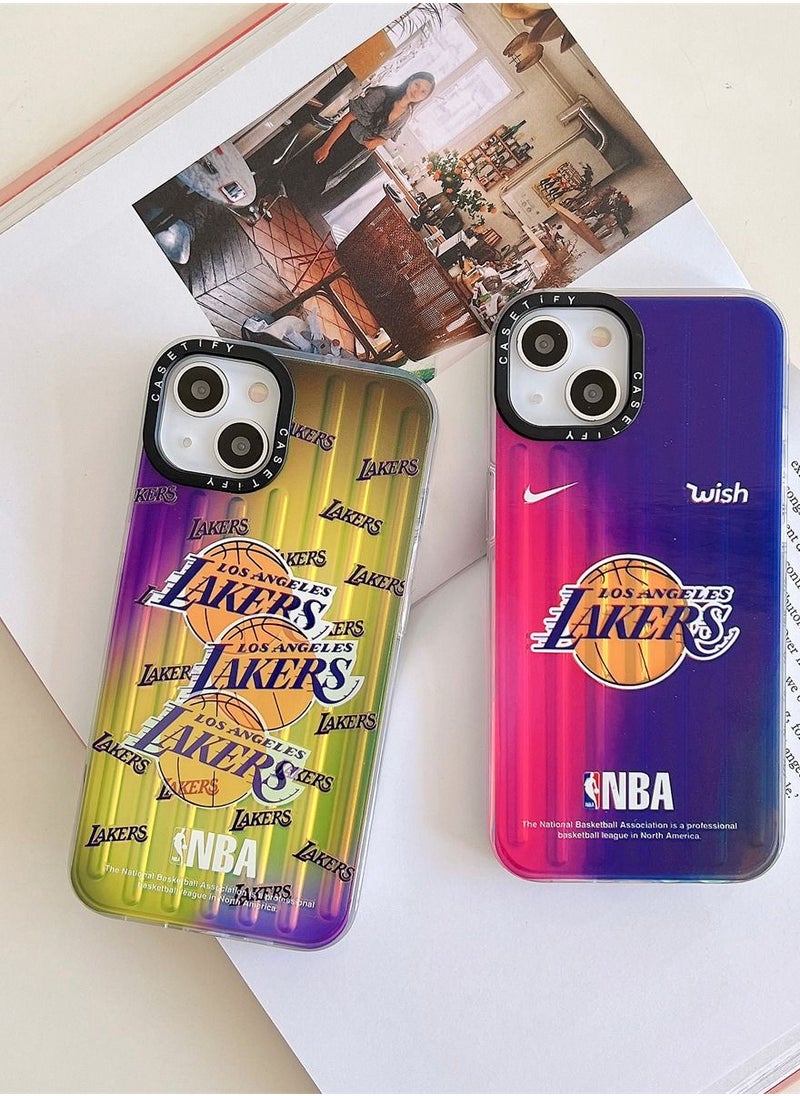Color Fans - NBA LAKERS Laser iPhone 14/13/12/Pro/Max/Plus Protective Case Cover - Image 1