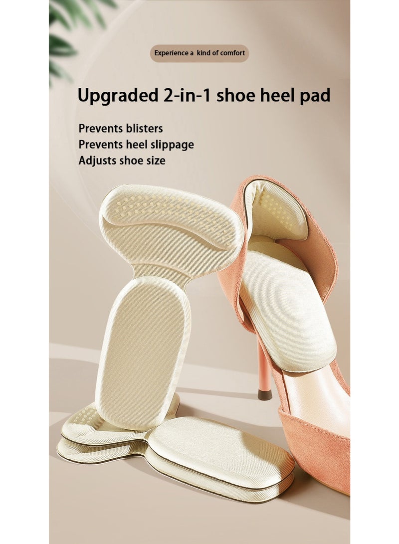 Ssovi 4 Pairs 3D Heel Grips for Loose Shoes, Cuttable Anti-Slip Heel Cushion Inserts with Silicone Grip Dots, Blister Prevention Shoe Filler Pads for Women & Men - Black & Beige - Image 3