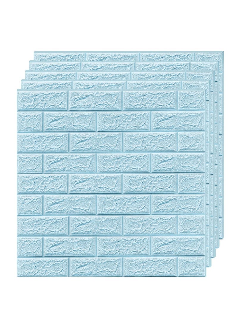 DRAMA HOME 3D Brick Design Waterproof Wall Covering Wallpaper Light Blue 70 x 77centimeterX10PCS - Image 1