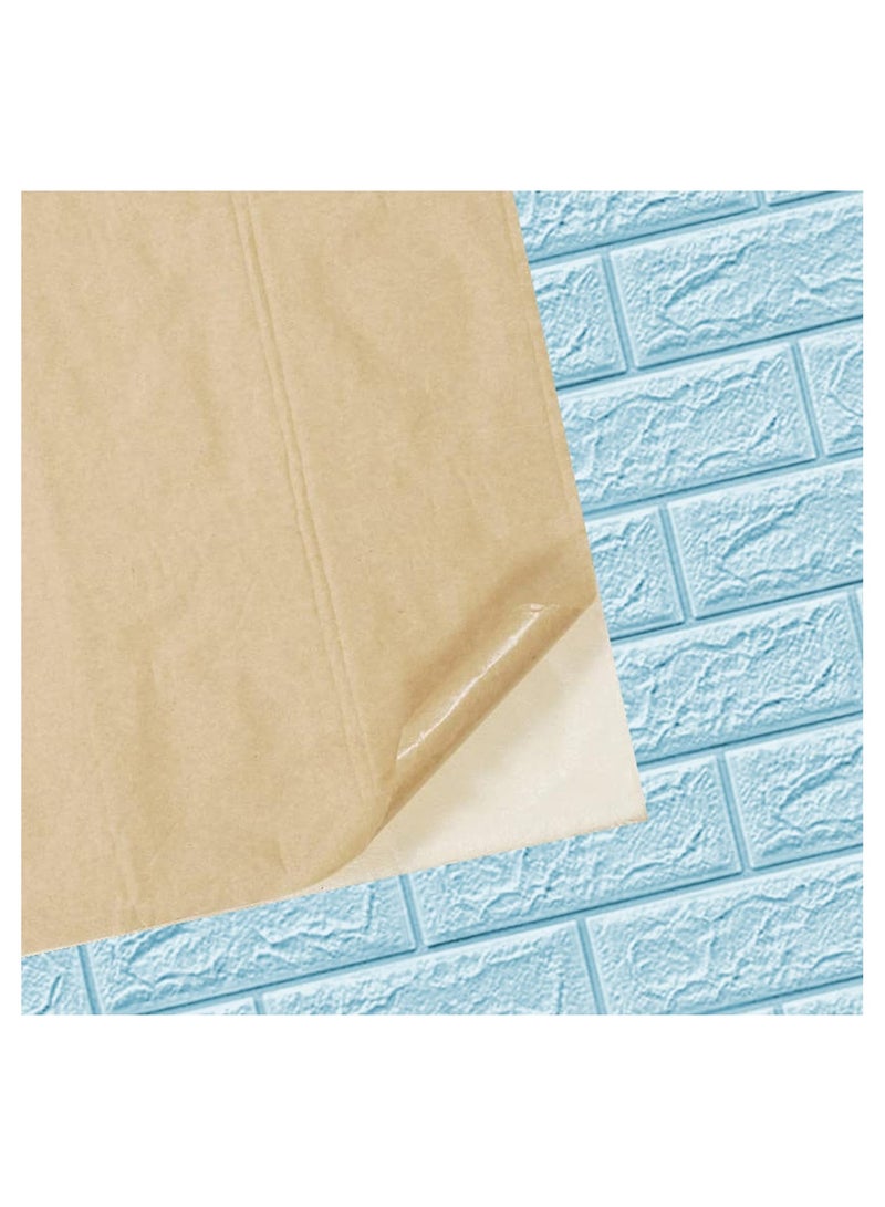 DRAMA HOME 3D Brick Design Waterproof Wall Covering Wallpaper Light Blue 70 x 77centimeterX10PCS - Image 4