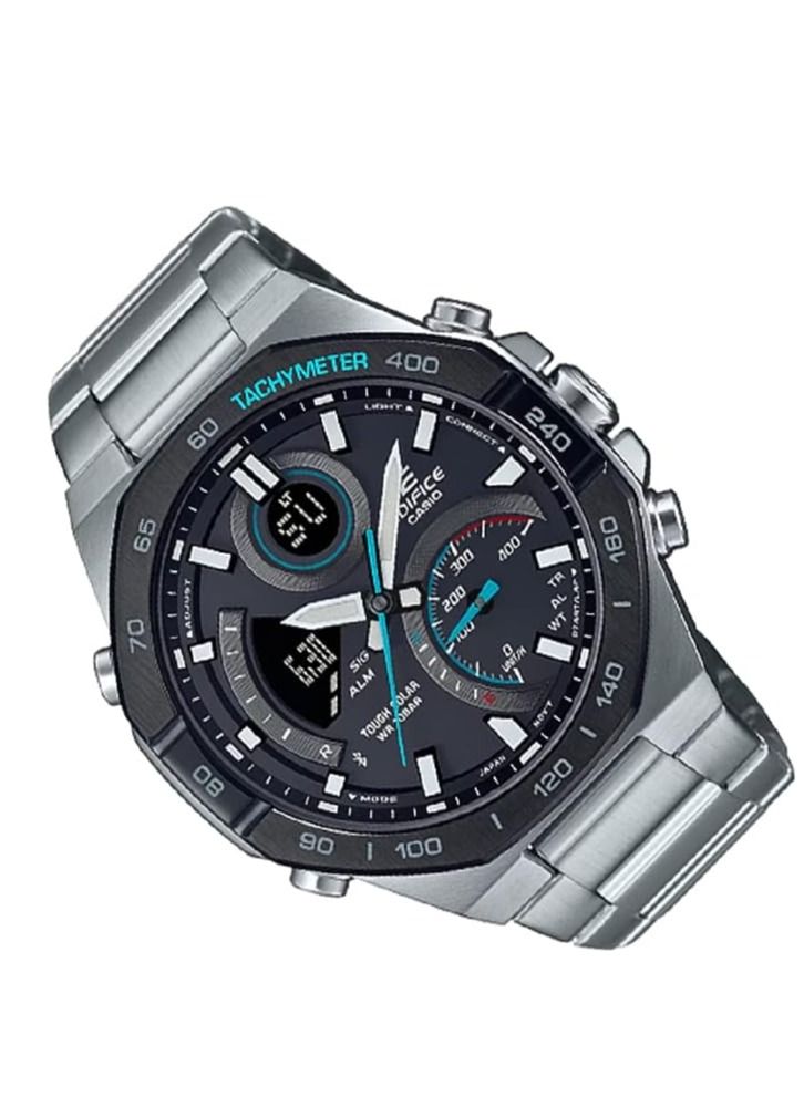 Casio Men Watch Edifice Smartphone Link Solar Powered Analog Digital Black Dial Stainless Steel Band ECB-950DB-1ADF - Image 3
