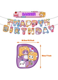 General Carton villain theme birthday party decoration lankybox birthday flag cake card balloon party spiral  - Image 3