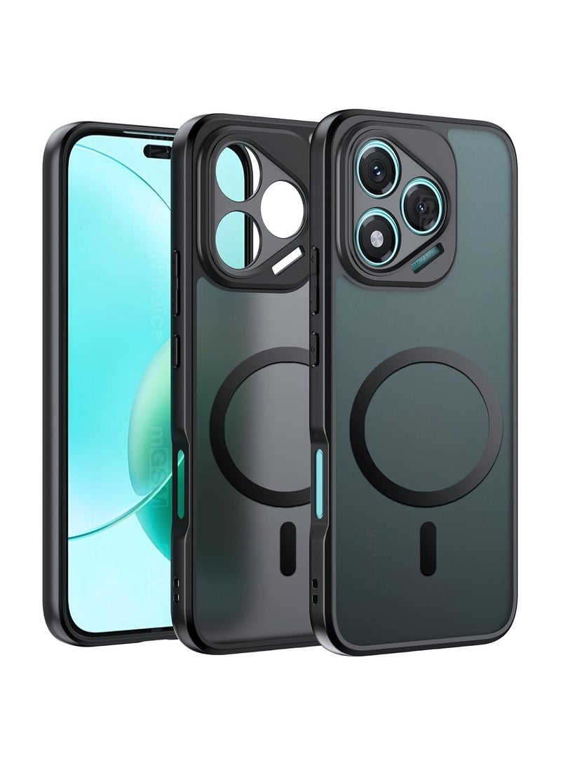 VKL for Honor 400 Lite Case, Upgraded Full Camera Protection, Compatible with Mag-safe, Slim Translucent Matte Back Soft Bumper Phone Cover for Honor 400 Lite (Black) - Image 1