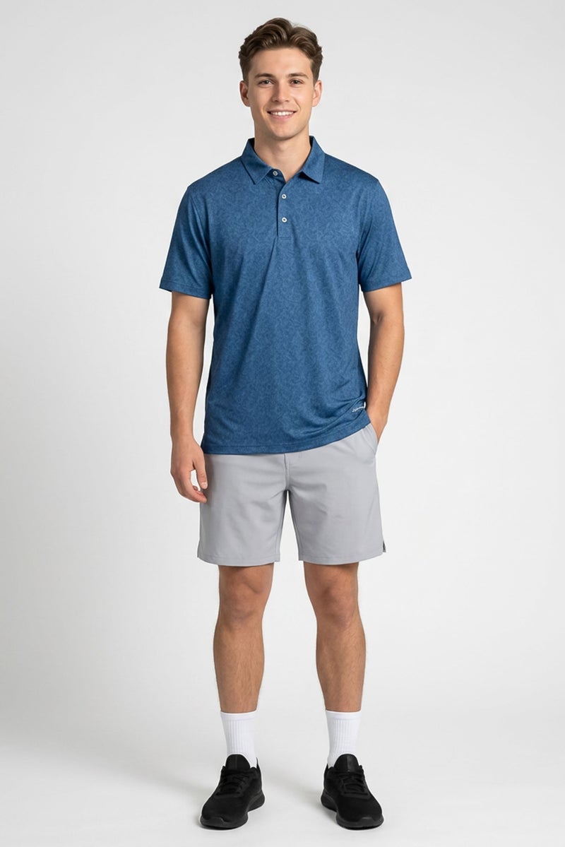 Greg Norman قميص بولو جولف للرجال بكم قصير مناسب للرياضة، أزرق داكن - Image 4