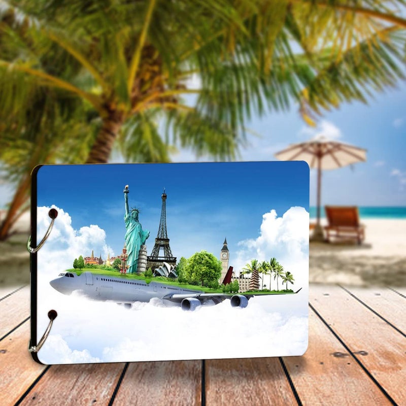 Decor1ders Wooden Scrapbook Photo Albums SkyWorldP Large Size 22x16 Cm Scrap Books for Memories 40 Black Papers Photo Album For Photos Collection Memory Scrapbook for Memories - Image 1