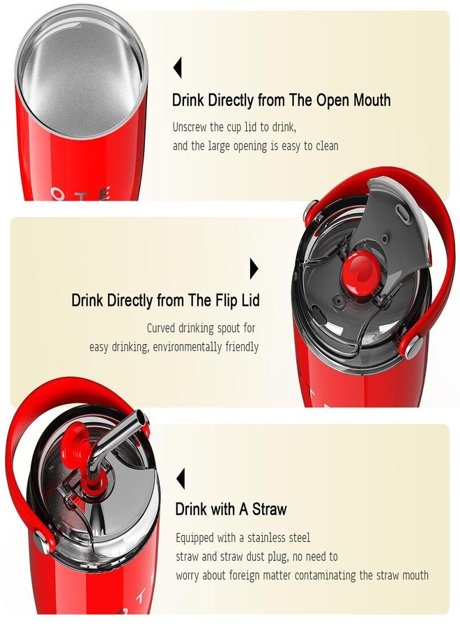أو تي إي كوب OTE سعة 30 أونصة بمقبض، زجاجة ماء من الفولاذ المقاوم للصدأ 316 مع ماصة، زجاجة معزولة بتفريغ الهواء سعة 800 مل، كوب سفر معزول، كوب للمكتب أو المنزل، مناسب لحامل الأكواب، يحافظ على المشروبات ساخنة/باردة (أحمر) - Image 3