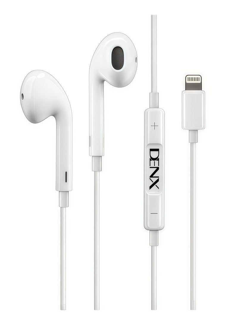 Denx Wired Headphones for iPhone with Lightning Connector for iPhone Earphones with Microphone and Volume Control Compatible with iPhone 14/13/12/11/iPad 14/13/12/11/X/8/7, Supports All iOS Systems, DX301-C