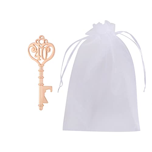 Yuokwer 50 Pack 40 Shaped Key Bottle Openers - 40th Birthday Gifts & Decorations (50, Gold 40) - Image 3