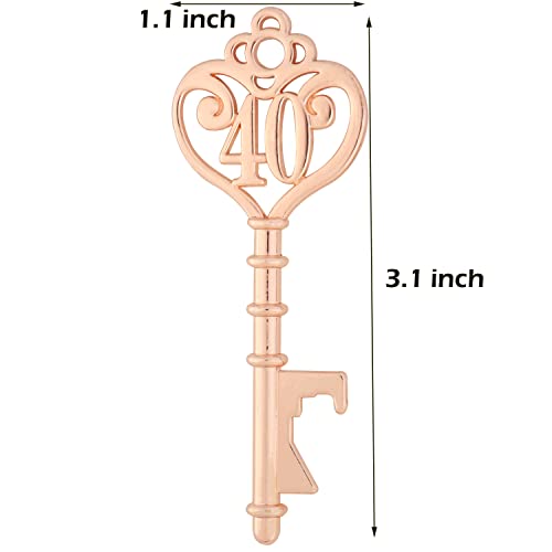 Yuokwer 50 Pack 40 Shaped Key Bottle Openers - 40th Birthday Gifts & Decorations (50, Gold 40) - Image 2