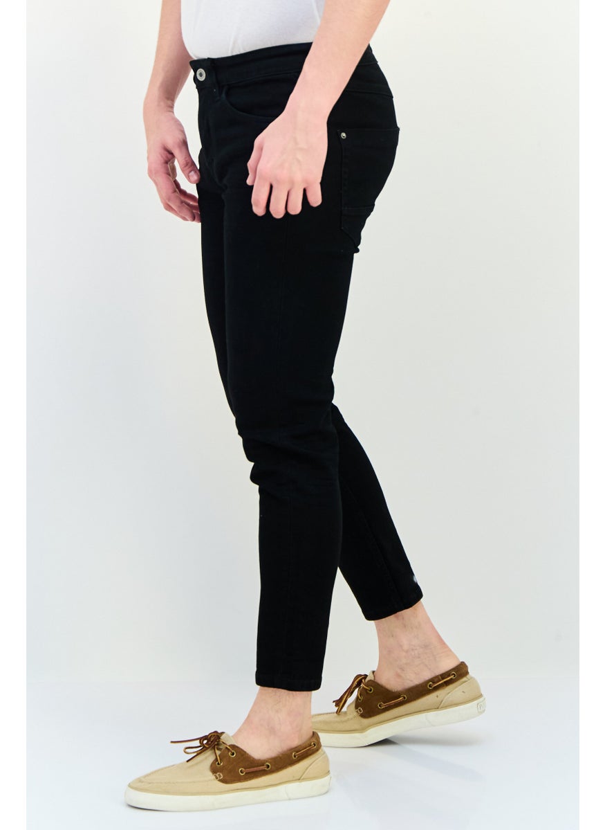 Selected Homme Men Slim Fit Solid Stretchable Jeans, Black  - Image 3