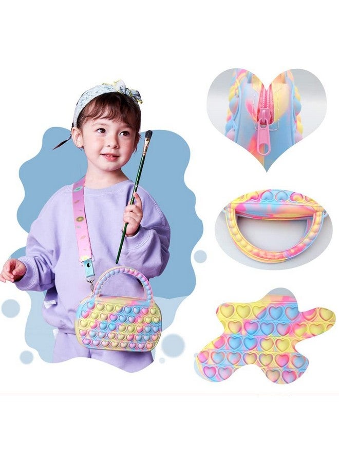 Kiditos Kiditos (Pop It Bag Sling & Handbag 2 in 1 for Girls Kids Pop It Heart Bag, Pop It Bag for Girls, Pop It Toy Shoulder Bag for Girls, Pop It Purse Fidget Bag for Kids Sensory Fidget Toy, Multicolor  - Image 2