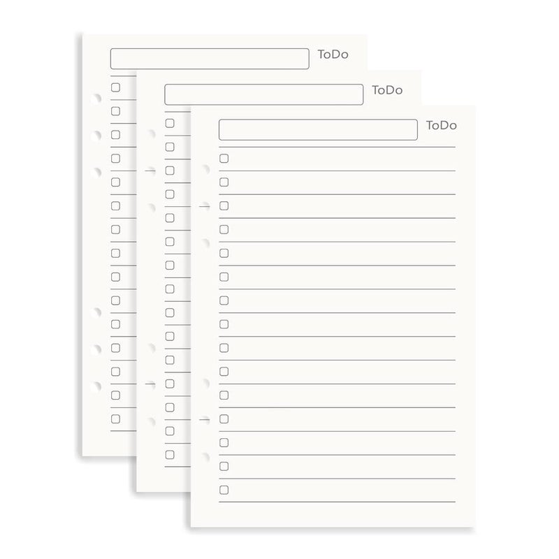 AxeWoodz A5 To Do List Refill Paper 3 Pack - 6-Hole Punched Binder Inserts, 135 Sheets/270 Pages Filler Paper for Planner (A5) - Image 1