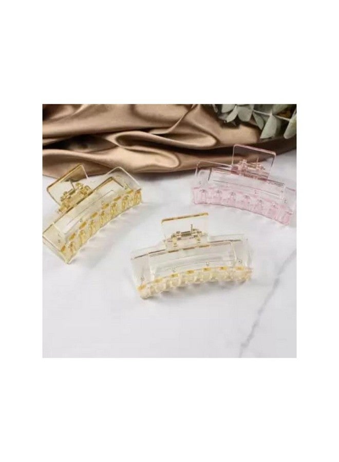 DN Creation Plastic Rectangle Hair Claw Matte Solid Color, Non-Slip Catch Hair Clips Jumbo Hair Styling Accessories - Assorted Color (Pack of 6) - Image 4