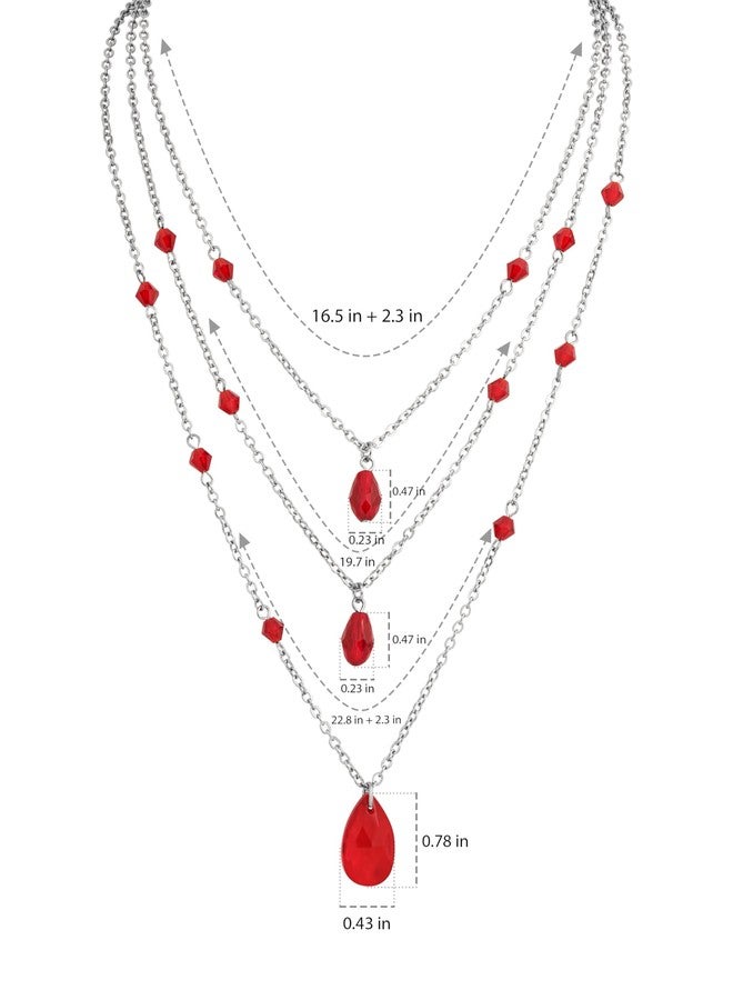 Sacina Layered Red Teardrop Choker, One Size, Titanium Steel, No Gemstone - Image 5
