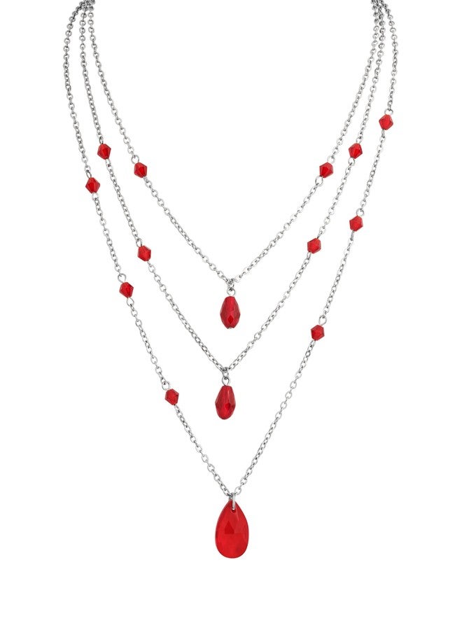 Sacina Layered Red Teardrop Choker, One Size, Titanium Steel, No Gemstone - Image 1