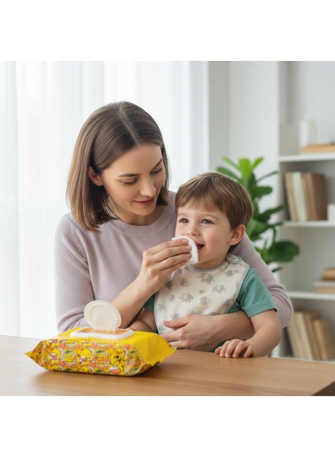 مناديل مبللة للأطفال بخلاصة الصبار 120 منديل ناعم وآمن لتنظيف اليدين والفم، خالية من العطور والكحول، مناسبة للرضع والأطفال والاستخدام اليومي مع غطاء محكم للحفاظ على الرطوبة - Image 3