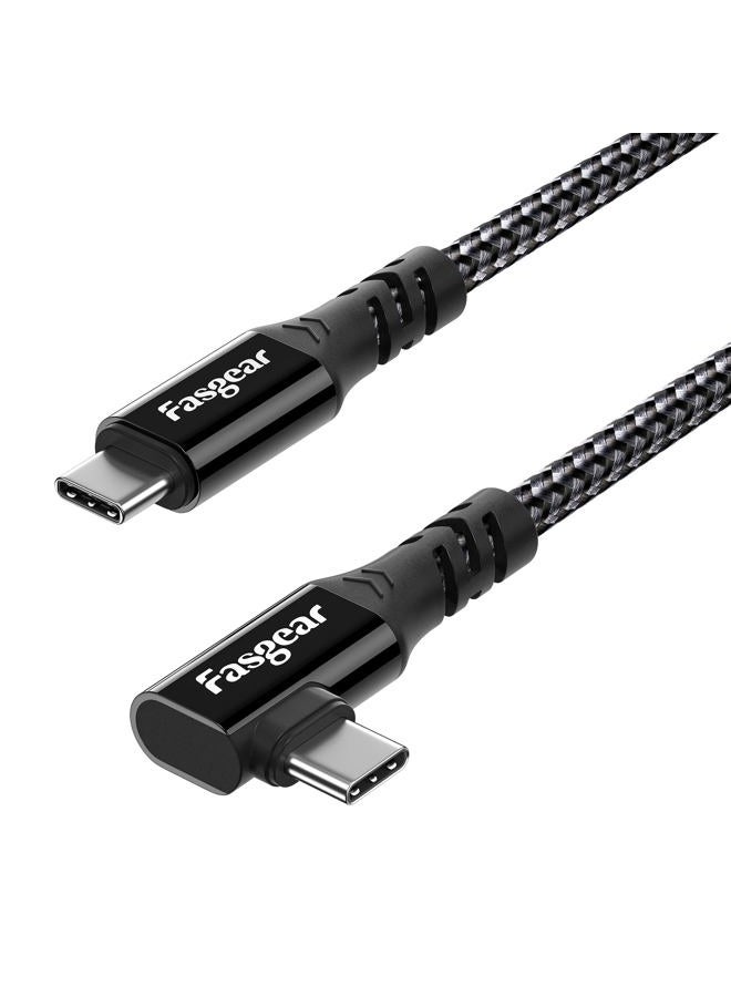 Fasgear USB C 3.2 Gen 2x2 Cable 6ft, 20Gbps 4K Video 100W Charging 90 Degree Type C Cord Compatible for [Thunderbolt 3/4] Macbook Pro,iPad Pro, Laptops,Samsung Monitors,Galaxy S25, Black - Image 1