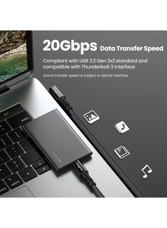 Fasgear USB C 3.2 Gen 2x2 Cable 6ft, 20Gbps 4K Video 100W Charging 90 Degree Type C Cord Compatible for [Thunderbolt 3/4] Macbook Pro,iPad Pro, Laptops,Samsung Monitors,Galaxy S25, Black - Image 4