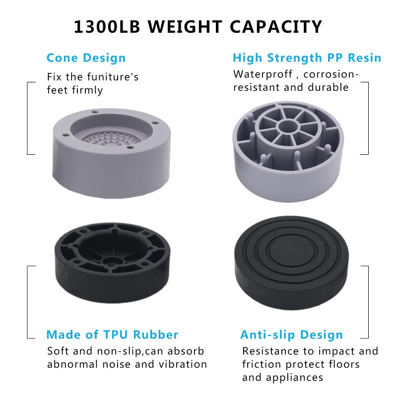HANIHUA Furniture Risers 2 inch (Set of 4) Round Bed Risers Heavy Duty 1 inch 3 inch, Adjustable Bed Lifts Riser for Desk, Table, Sofa, Chair Supports Up to 3,300 lbs - Image 5